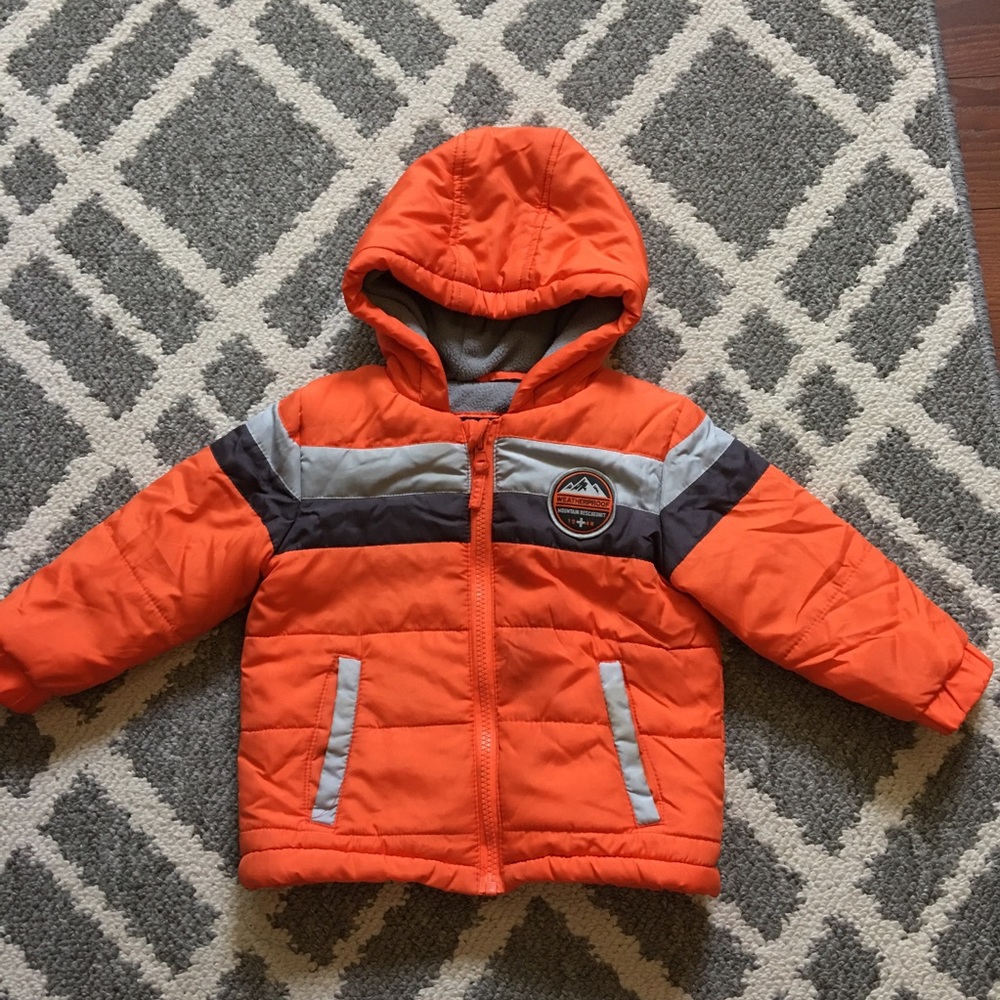 Weatherproof orange hooded puffer coat 24M